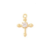 1 Piece Copper Zircon 18K Gold Plated Cross Polished Pendant main image 7