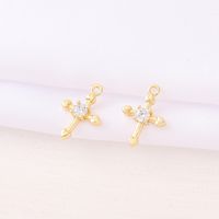 1 Piece Copper Zircon 18K Gold Plated Cross Polished Pendant main image 3