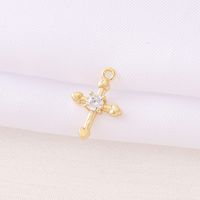 1 Piece Copper Zircon 18K Gold Plated Cross Polished Pendant main image 4