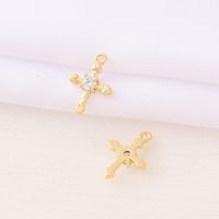 1 Piece Copper Zircon 18K Gold Plated Cross Polished Pendant main image 5