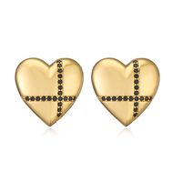 1 Paar Elegant Strassenmode Herzform Überzug Kupfer Vergoldet Reif Ohrringe main image 6