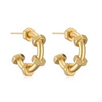 1 Paar Elegant Strassenmode Herzform Überzug Kupfer Vergoldet Reif Ohrringe main image 5