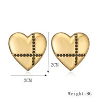 1 Paar Elegant Strassenmode Herzform Überzug Kupfer Vergoldet Reif Ohrringe sku image 3