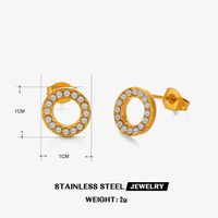 1 Pair IG Style Modern Style Round Plating Inlay 304 Stainless Steel Zircon 18K Gold Plated Ear Studs main image 2