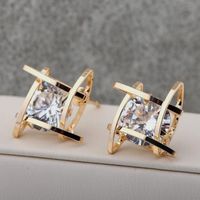 1 Pair Elegant Geometric Inlay Alloy Rhinestone Rhinestones Ear Studs main image 1