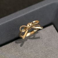 Sterling Silver Gold Plated Elegant Plating Bow Knot Rings main image 5