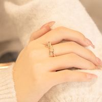 Sterling Silver Gold Plated Elegant Plating Bow Knot Rings main image 2