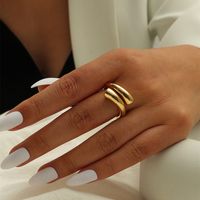 Copper Gold Plated Lady Plating Geometric Open Rings sku image 11