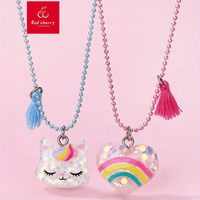 Cute Sweet Rainbow Cat Arylic Copper Wholesale Pendant Necklace main image 3