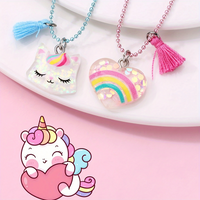Cute Sweet Rainbow Cat Arylic Copper Wholesale Pendant Necklace main image 5