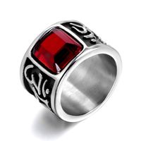 Retro Classic Style Color Block 304 Stainless Steel Inlay Zircon Men's Rings sku image 2