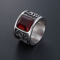 Retro Classic Style Color Block 304 Stainless Steel Inlay Zircon Men's Rings main image 4