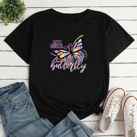 Women's T-shirt Short Sleeve T-Shirts Printing Casual Letter Butterfly main image 4