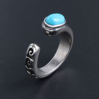 Casual Punk Simple Style C Shape 304 Stainless Steel Inlay Acrylic Men's Rings main image 4