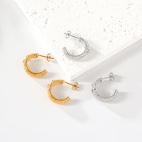 1 Pair Elegant Simple Style Solid Color Plating Inlay 304 Stainless Steel Zircon 18K Gold Plated Ear Studs main image 2