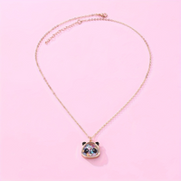 Wholesale Jewelry Cute Solid Color Panda Alloy Acetic Acid Sheets Zinc Pendant Necklace main image 1