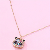 Wholesale Jewelry Cute Solid Color Panda Alloy Acetic Acid Sheets Zinc Pendant Necklace sku image 1