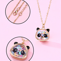 Wholesale Jewelry Cute Solid Color Panda Alloy Acetic Acid Sheets Zinc Pendant Necklace main image 3
