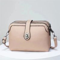 Women's Medium Pu Leather Solid Color Basic Classic Style Zipper Square Bag sku image 1