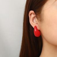 1 Pair Sweet Solid Color Plating 304 Stainless Steel Resin Gold Plated Ear Studs main image 3