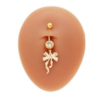 1 Piece Belly Rings Elegant Glam Shiny Bow Knot 316 Stainless Steel  Alloy Plating Inlay Resin Rhinestones Glass Gold Plated main image 9