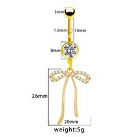 1 Piece Belly Rings Elegant Glam Shiny Bow Knot 316 Stainless Steel  Alloy Plating Inlay Resin Rhinestones Glass Gold Plated main image 8