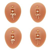 1 Piece Belly Rings Elegant Glam Shiny Bow Knot 316 Stainless Steel  Alloy Plating Inlay Resin Rhinestones Glass Gold Plated main image 2