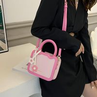 Women's Medium Pu Leather Color Block Cute Classic Style Sewing Thread Zipper Crossbody Bag main image 4