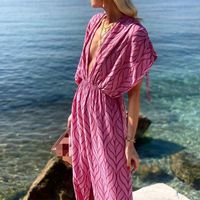 Women's Regular Dress Vacation Deep V Printing Sleeveless Geometric Midi Dress Holiday Daily main image 4