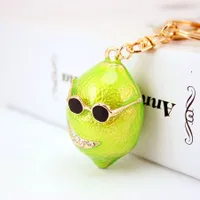 Cute Funny Lemon Zinc Alloy Plating Inlay Rhinestones Women's Bag Pendant Keychain main image 2