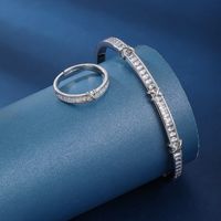 Copper 18K Gold Plated Elegant Lady Inlay Geometric Zircon Rings Bracelets main image 1
