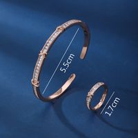Copper 18K Gold Plated Elegant Lady Inlay Geometric Zircon Rings Bracelets main image 2