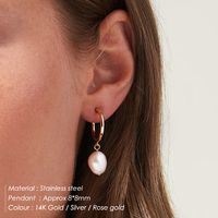 1 Pair Elegant Lady Baroque Style Round 304 Stainless Steel Freshwater Pearl 14K Gold Plated Rose Gold Plated Silver Plated Drop Earrings main image 2