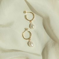1 Pair Elegant Lady Baroque Style Round 304 Stainless Steel Freshwater Pearl 14K Gold Plated Rose Gold Plated Silver Plated Drop Earrings main image 1