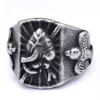 Hip-Hop Streetwear Color Block 304 Stainless Steel Carving Men's Rings main image 2