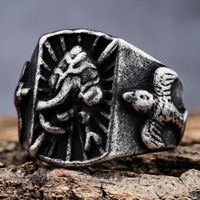 Hip-Hop Streetwear Color Block 304 Stainless Steel Carving Men's Rings main image 8