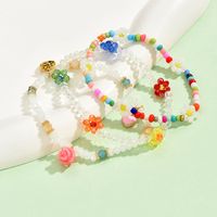 Estilo IG Dulce Forma De Corazón Flor Cristal Artificial Cuenta De Semillas Con Cuentas Enchapado Mujeres Pulsera main image 5