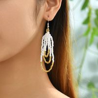 1 Pair Casual Bohemian Geometric Beaded Seed Bead Drop Earrings main image 1