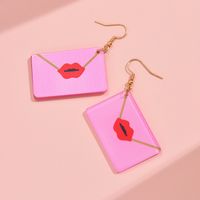1 Pair Simple Style Envelope Lips Polishing Arylic Drop Earrings main image 3