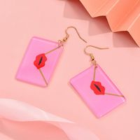 1 Pair Simple Style Envelope Lips Polishing Arylic Drop Earrings main image 5