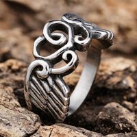 Hip-Hop Streetwear Color Block 304 Stainless Steel Carving Men's Rings main image 3