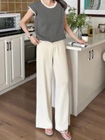 Casual Outdoor Daily Women's Simple Style Stripe Solid Color Knit Pants Sets Pants Sets main image 4