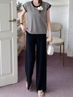 Lässig Draussen Täglich Frau Einfacher Stil Streifen Einfarbig Stricken Hosen-Sets Hosen-Sets main image 5