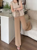 Casual Outdoor Daily Women's Simple Style Stripe Solid Color Knit Pants Sets Pants Sets main image 8