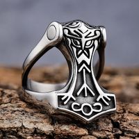 Hip-Hop Streetwear Color Block 304 Stainless Steel Carving Men's Rings main image 5