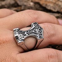 Hip-Hop Streetwear Color Block 304 Stainless Steel Carving Men's Rings main image 7