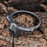 Hip-Hop Streetwear Skull 304 Stainless Steel Carving Men's Rings main image 3