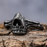 Hip-Hop Streetwear Skull 304 Stainless Steel Carving Men's Rings main image 6