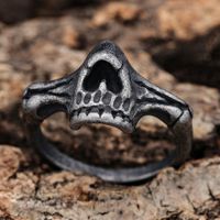 Hip-Hop Streetwear Skull 304 Stainless Steel Carving Men's Rings main image 5