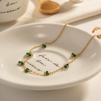 304 Stainless Steel Malachite 18K Gold Plated Simple Style Classic Style Plating Solid Color Necklace main image 2